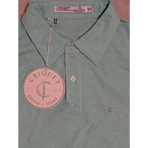 Criquet Men’s Players Polo Shirt Heathered Blue XL Organic Cotton Golf NWT